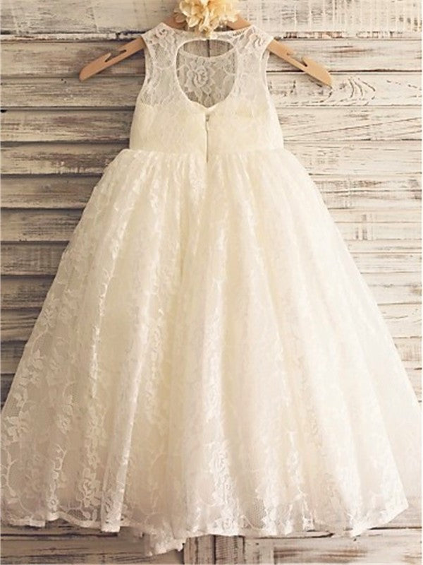 Lace A-line/Princess Scoop Ankle-Length Sleeveless Flower Girl Dresses