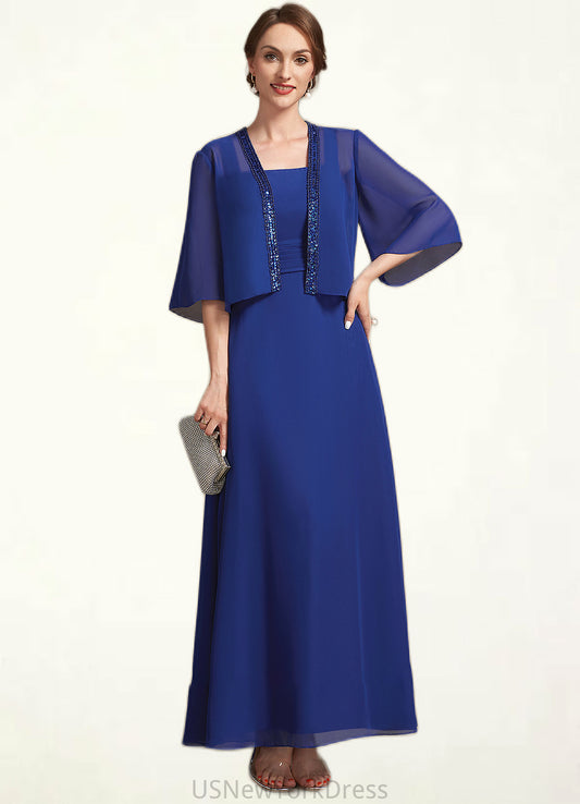 Chanel A-Line Square Neckline Ankle-Length Chiffon Mother of the Bride Dress With Ruffle DJ126P0014982