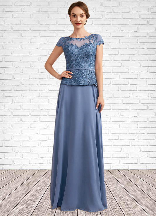 Justice A-Line Scoop Neck Floor-Length Chiffon Lace Mother of the Bride Dress DJ126P0014989