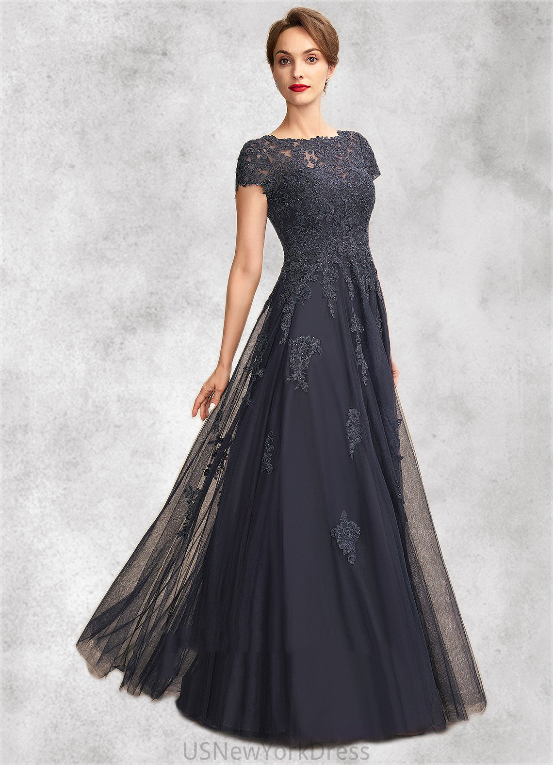 Sylvia A-Line Scoop Neck Floor-Length Tulle Lace Mother of the Bride Dress With Beading DJ126P0015029