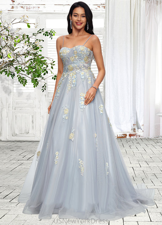 Lilliana Ball-Gown/Princess Sweetheart Sweep Train Tulle Prom Dresses With Pleated DJP0022192