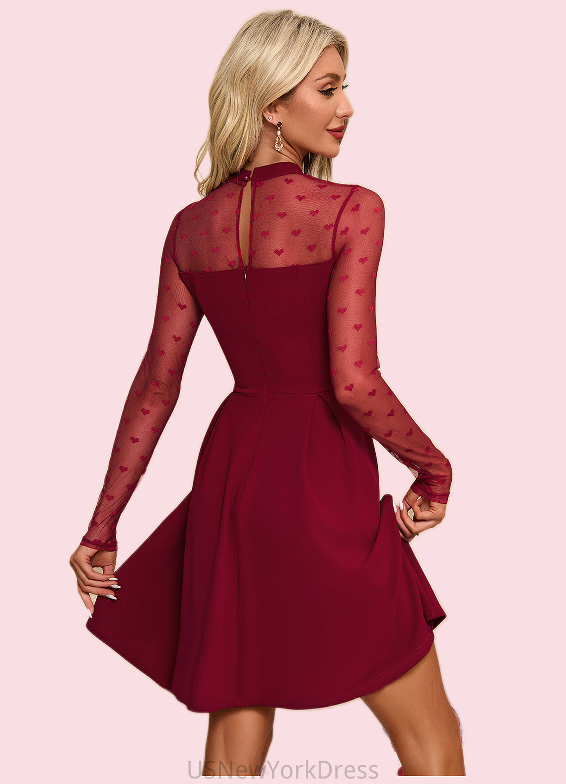 Virginia Jacquard Illusion Elegant A-line Polyester Mini Dresses DJP0022256