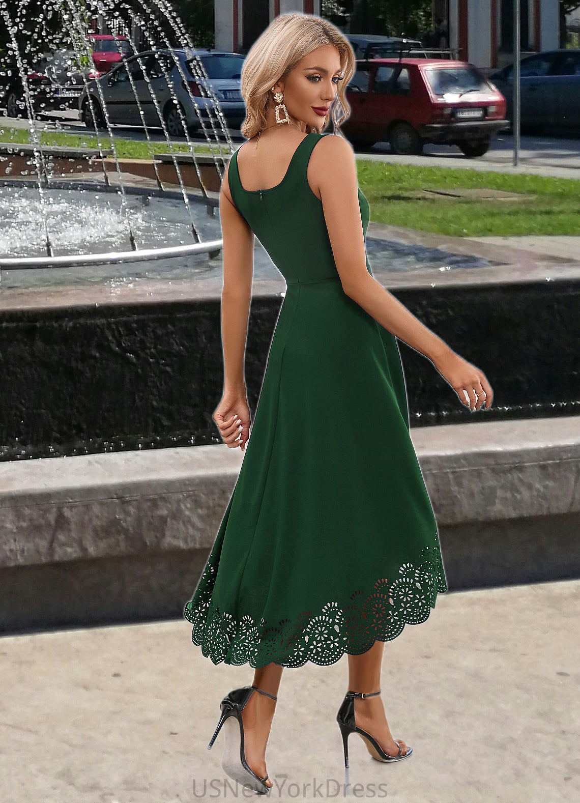 Maggie Square Elegant A-line Polyester Asymmetrical Dresses DJP0022355