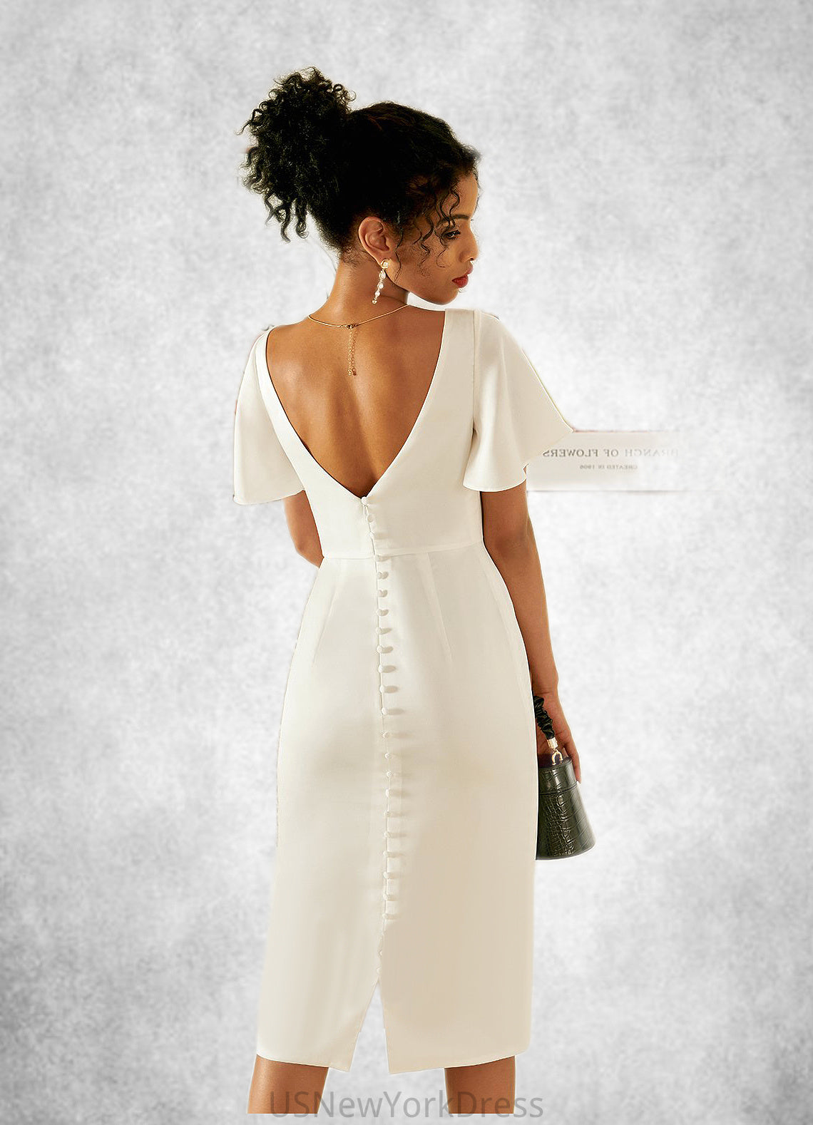 Amber V-Neck Elegant Bodycon Cotton Blends Midi Dresses DJP0022356