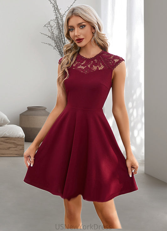 Kaitlyn Appliques Lace Scoop Elegant A-line Polyester Mini Dresses DJP0022418