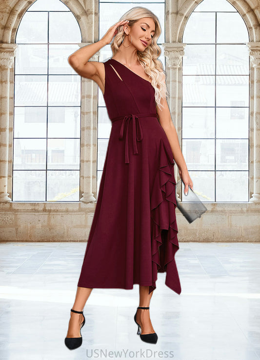 Allyson Cascading Ruffles One Shoulder Elegant A-line Cotton Blends Maxi Dresses DJP0022445
