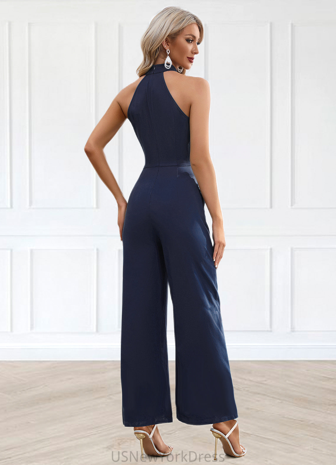 Elizabeth High Neck Elegant Jumpsuit/Pantsuit Polyester Maxi Dresses DJP0022551