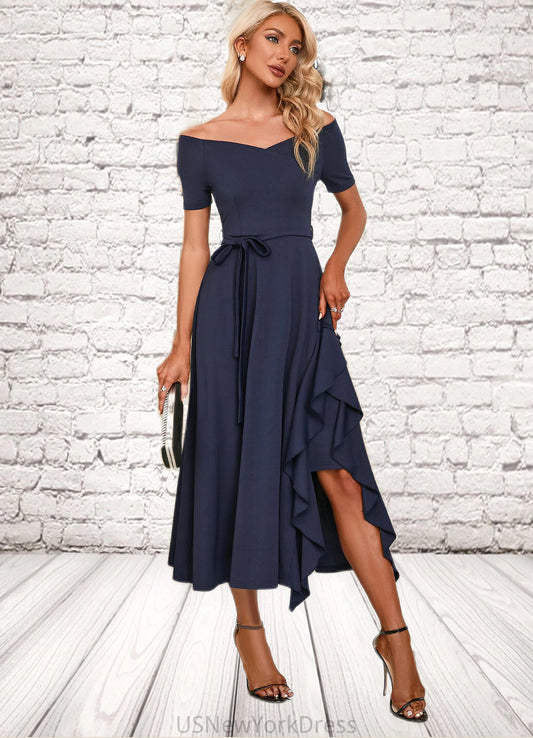 Abbey V-Neck Elegant A-line Cotton Blends Midi Dresses DJP0022561