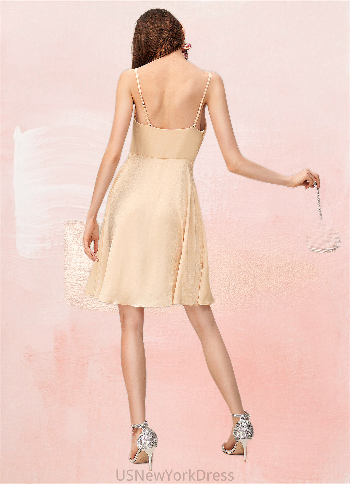 Kimora Ruffle Cowl Sexy A-line Polyester Mini Dresses DJP0022563