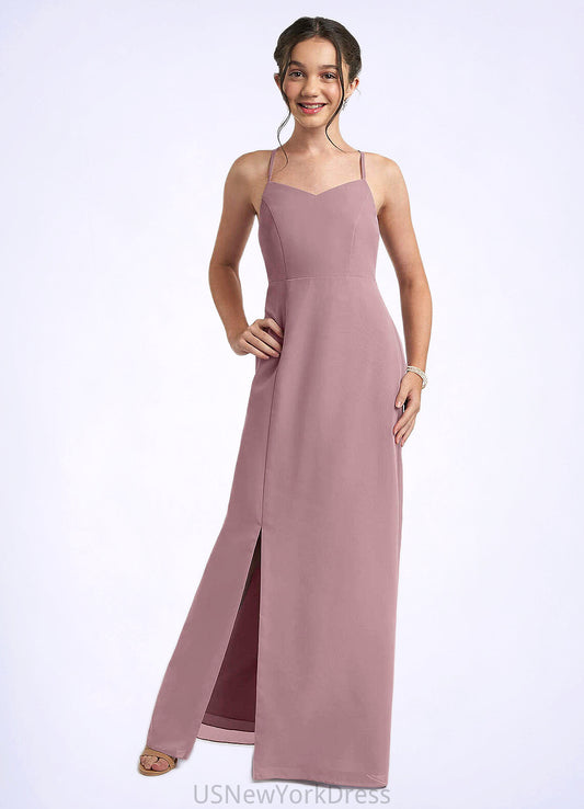 Ariel A-Line Chiffon Floor-Length Junior Bridesmaid Dress dusty rose DJP0022856