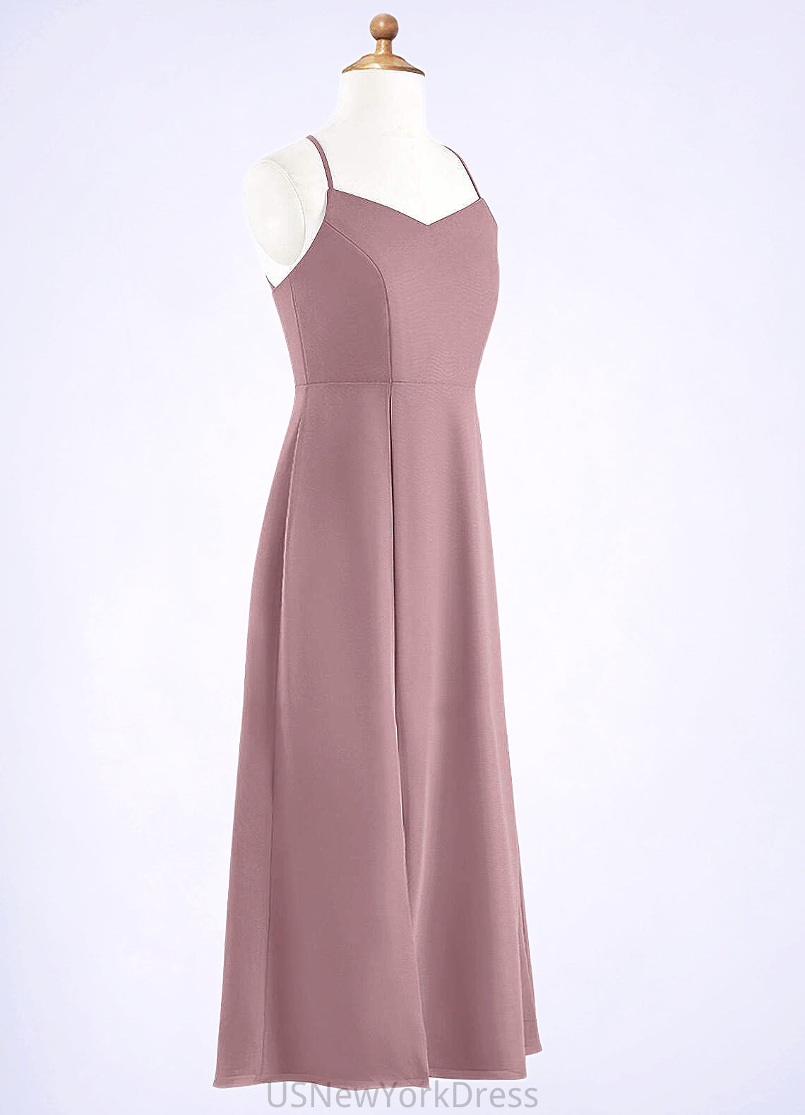 Ariel A-Line Chiffon Floor-Length Junior Bridesmaid Dress dusty rose DJP0022856