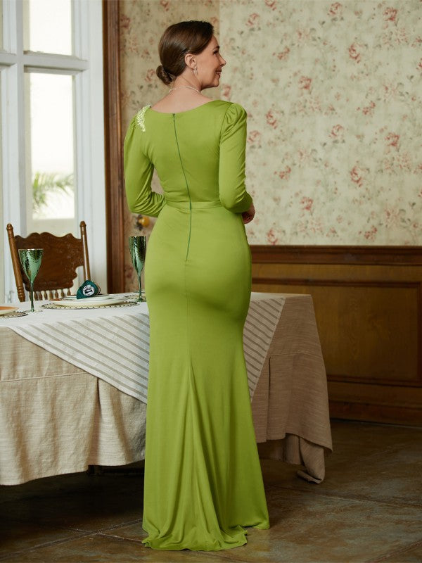 Lily Sheath/Column Jersey Ruched Scoop Long Sleeves Floor-Length Mother of the Bride Dresses DJP0020352