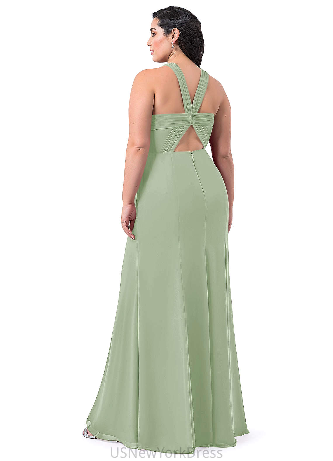 Amya A-Line/Princess Sleeveless Floor Length Natural Waist Straps Bridesmaid Dresses