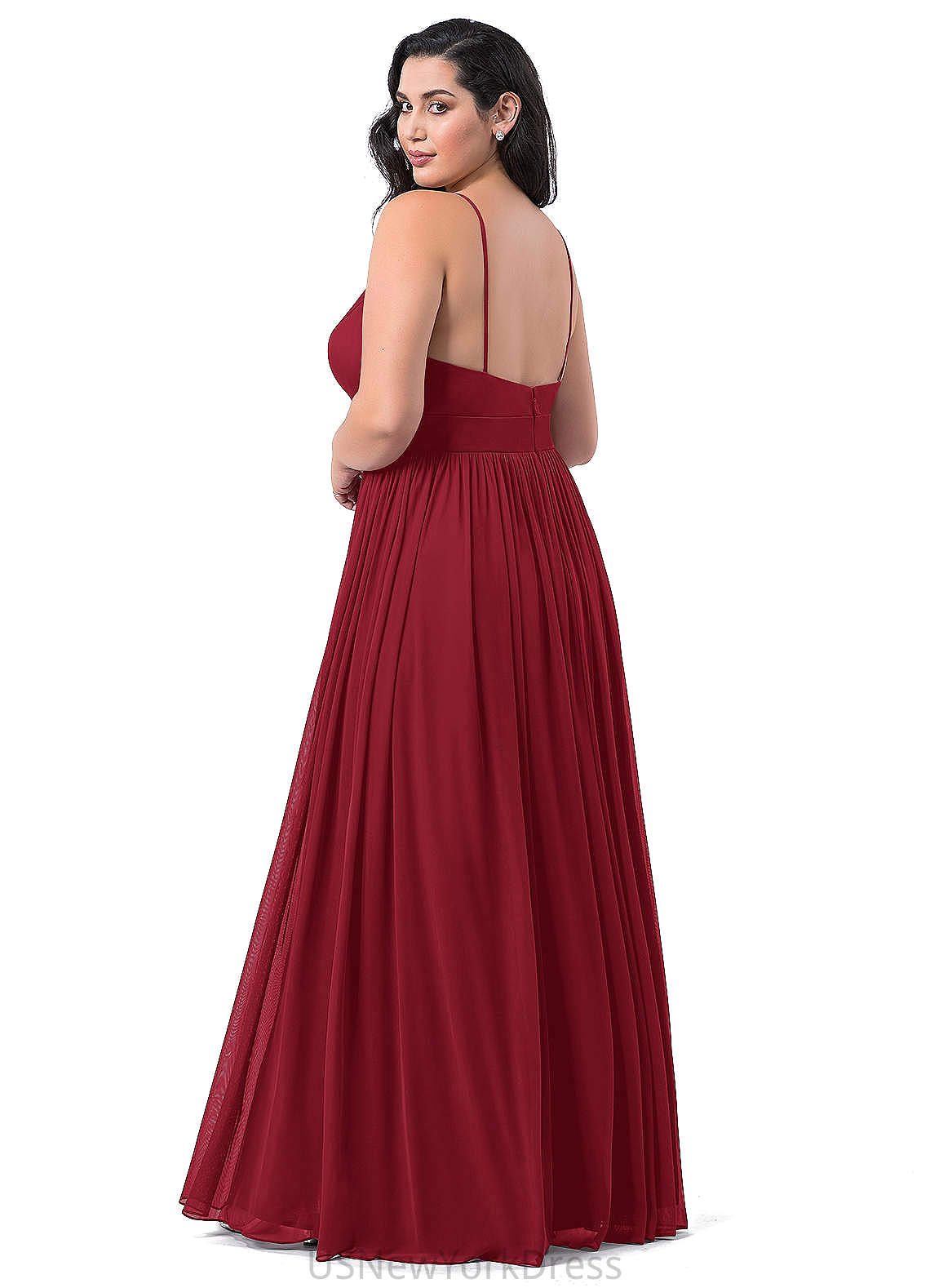 Jada A-Line/Princess Natural Waist Sleeveless Floor Length V-Neck Bridesmaid Dresses