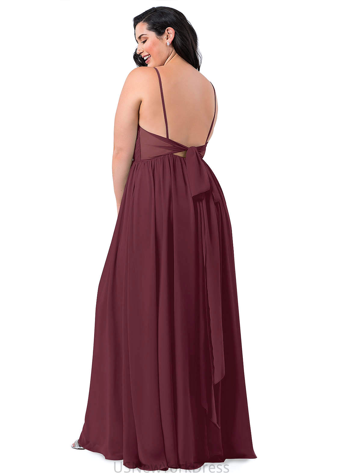 Amaya Short Sleeves A-Line/Princess V-Neck Floor Length Natural Waist Bridesmaid Dresses