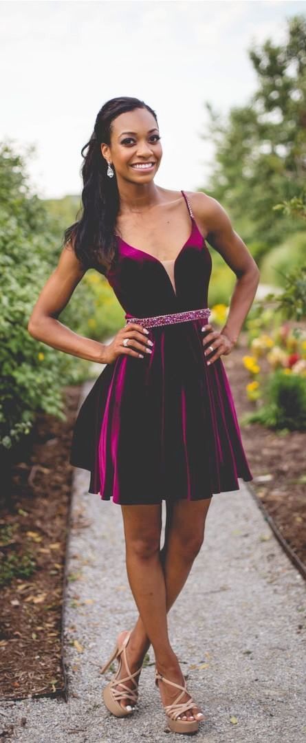 Homecoming Dresses Sheila A Line Deep V Neck Spaghetti Straps Pleated Short Backless Cut Out
