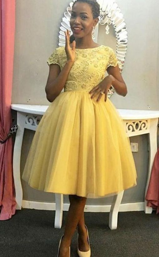 Jewel Short Sleeve Ball Gown Homecoming Dresses Hannah Tulle Pleated Knee Length Appliques