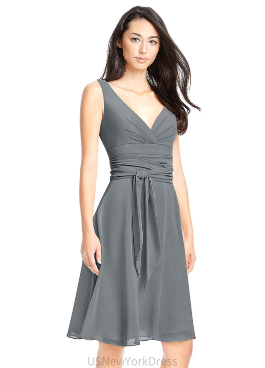 Zoe Floor Length V-Neck Sleeveless A-Line/Princess Natural Waist Bridesmaid Dresses