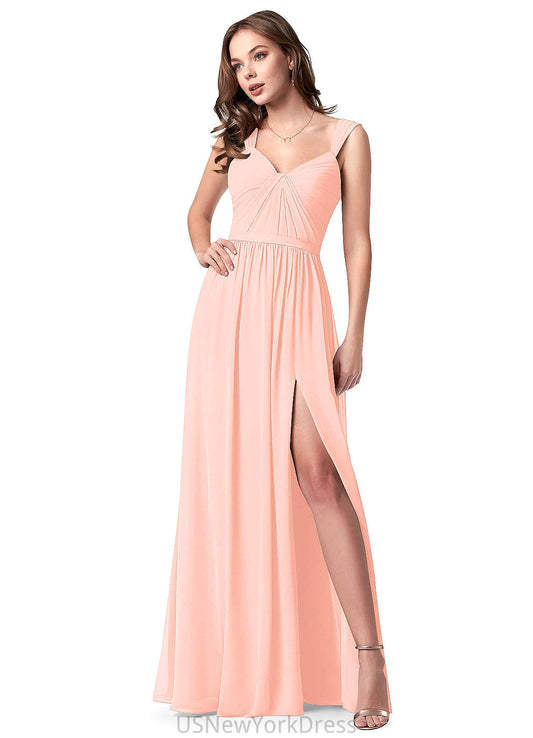 Aniyah Sleeveless V-Neck Natural Waist A-Line/Princess Floor Length Bridesmaid Dresses