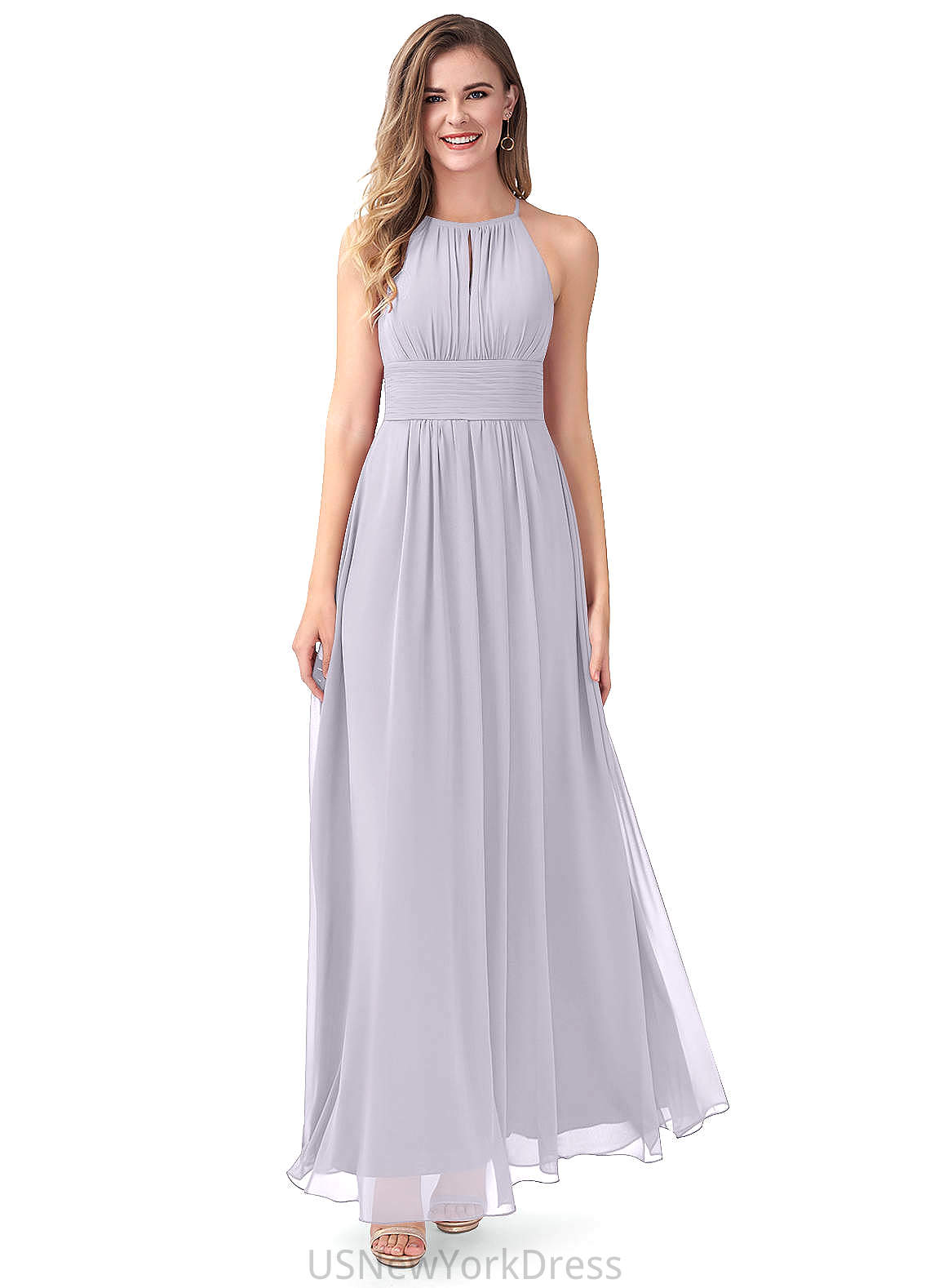 Sydnee Sleeveless Floor Length A-Line/Princess Natural Waist Scoop Bridesmaid Dresses