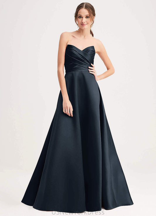 Cheryl Spaghetti Staps A-Line/Princess Natural Waist Floor Length Half Sleeves Bridesmaid Dresses