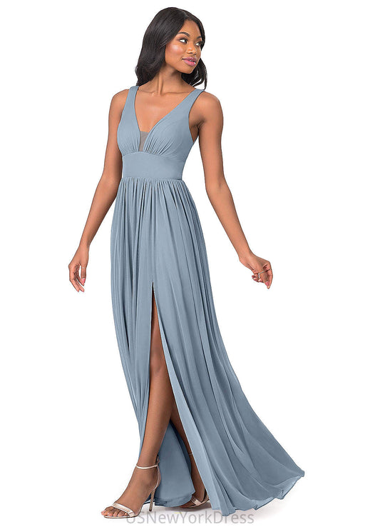 Shayna A-Line/Princess Halter Sleeveless Natural Waist Floor Length Bridesmaid Dresses
