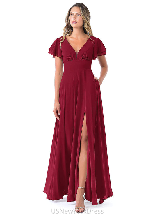 Faith Sleeveless A-Line/Princess Floor Length Natural Waist Spaghetti Staps Bridesmaid Dresses
