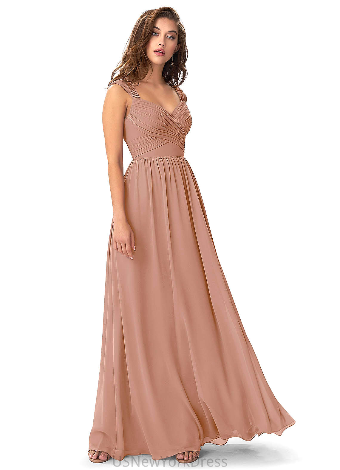 Jaslene Floor Length A-Line/Princess Natural Waist Sleeveless V-Neck Bridesmaid Dresses