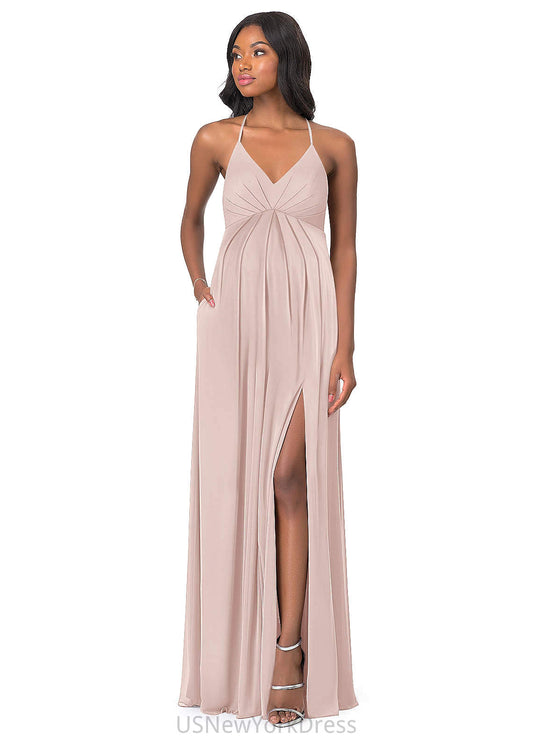 Destiny Floor Length V-Neck A-Line/Princess Sleeveless Natural Waist Bridesmaid Dresses
