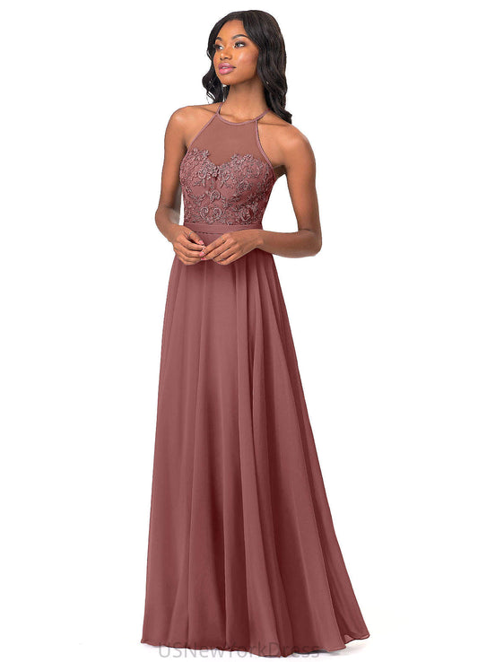 Aliya Floor Length V-Neck A-Line/Princess Sleeveless Natural Waist Bridesmaid Dresses