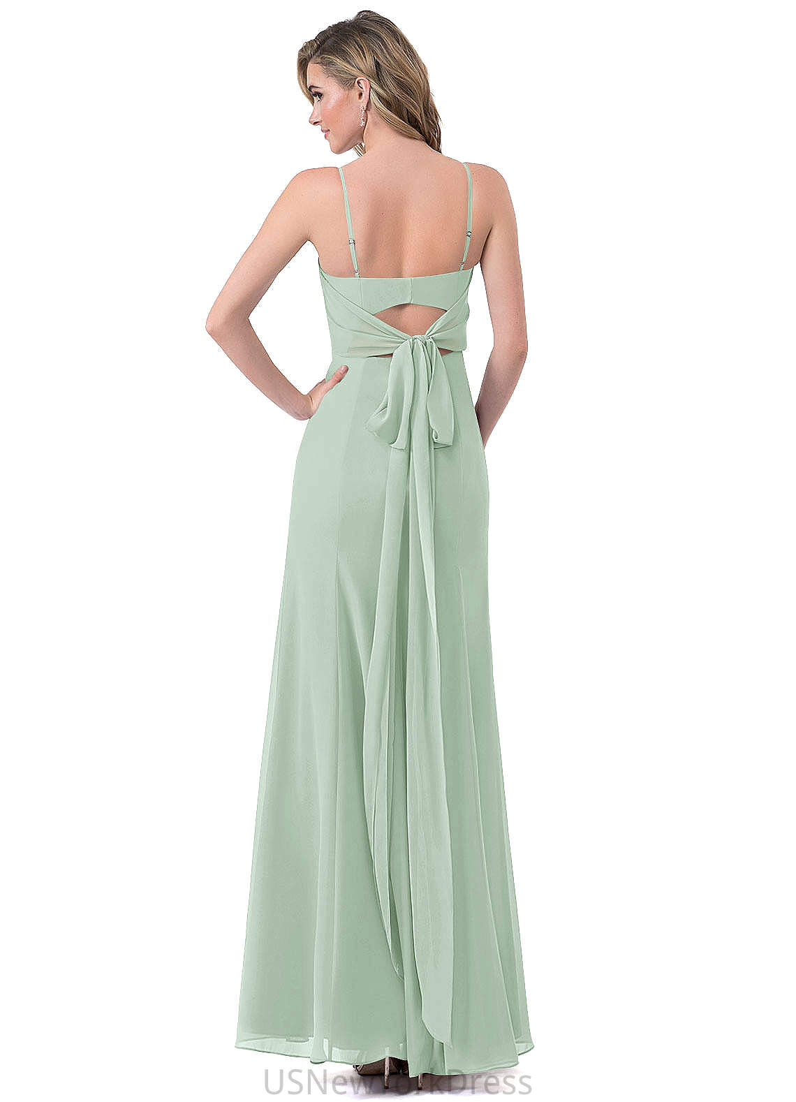 Grace Natural Waist A-Line/Princess Spaghetti Staps Sleeveless Floor Length Bridesmaid Dresses