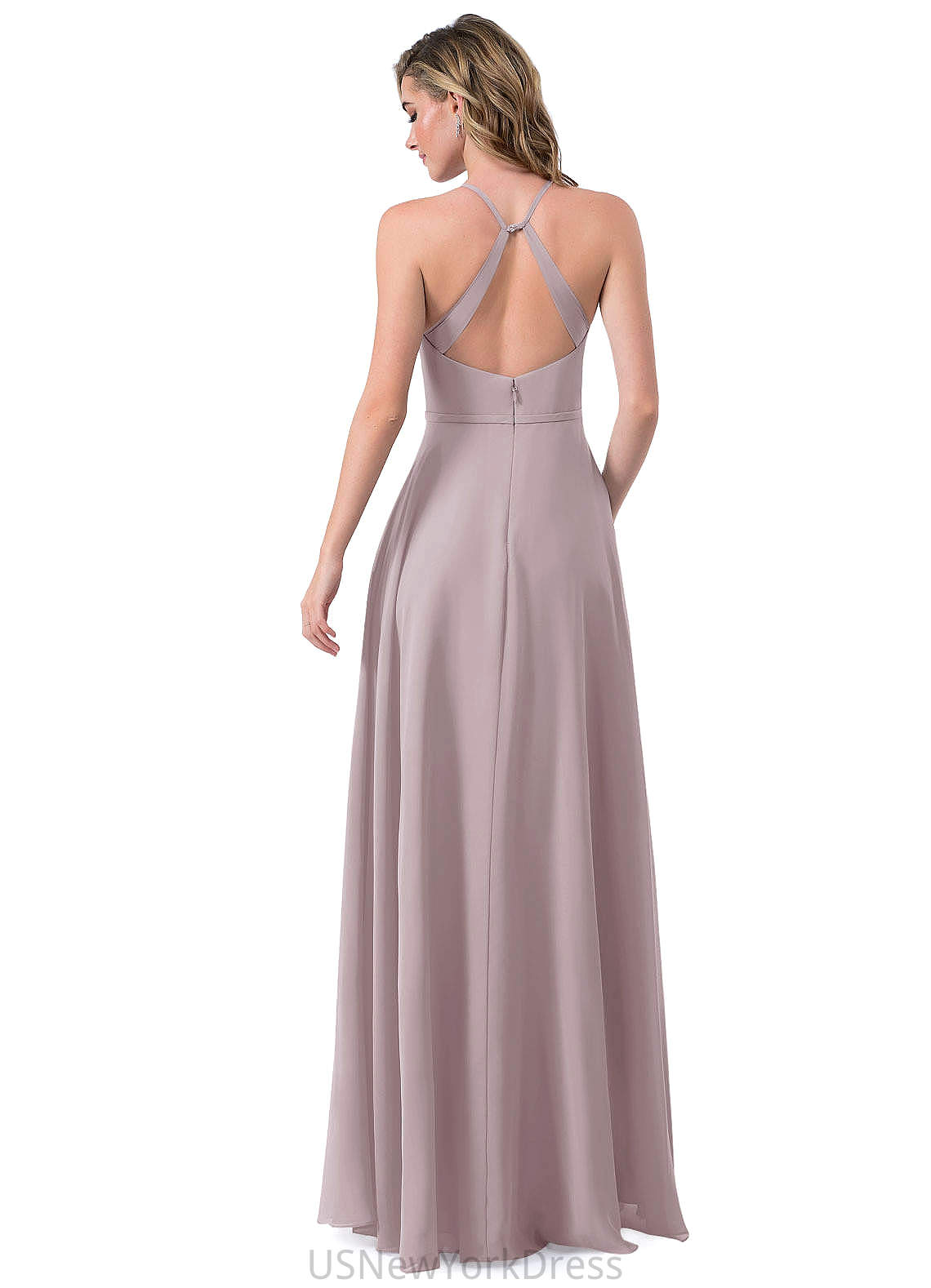 Sandra Cap Sleeves V-Neck Floor Length Natural Waist Bridesmaid Dresses