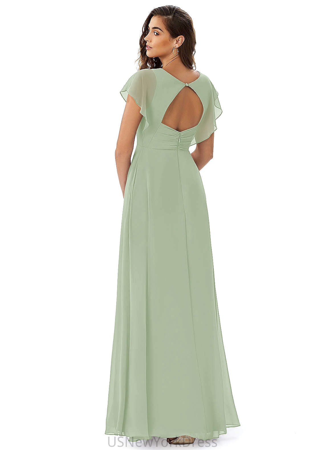 Hilda Off The Shoulder Spaghetti Staps Natural Waist Floor Length Sleeveless Bridesmaid Dresses