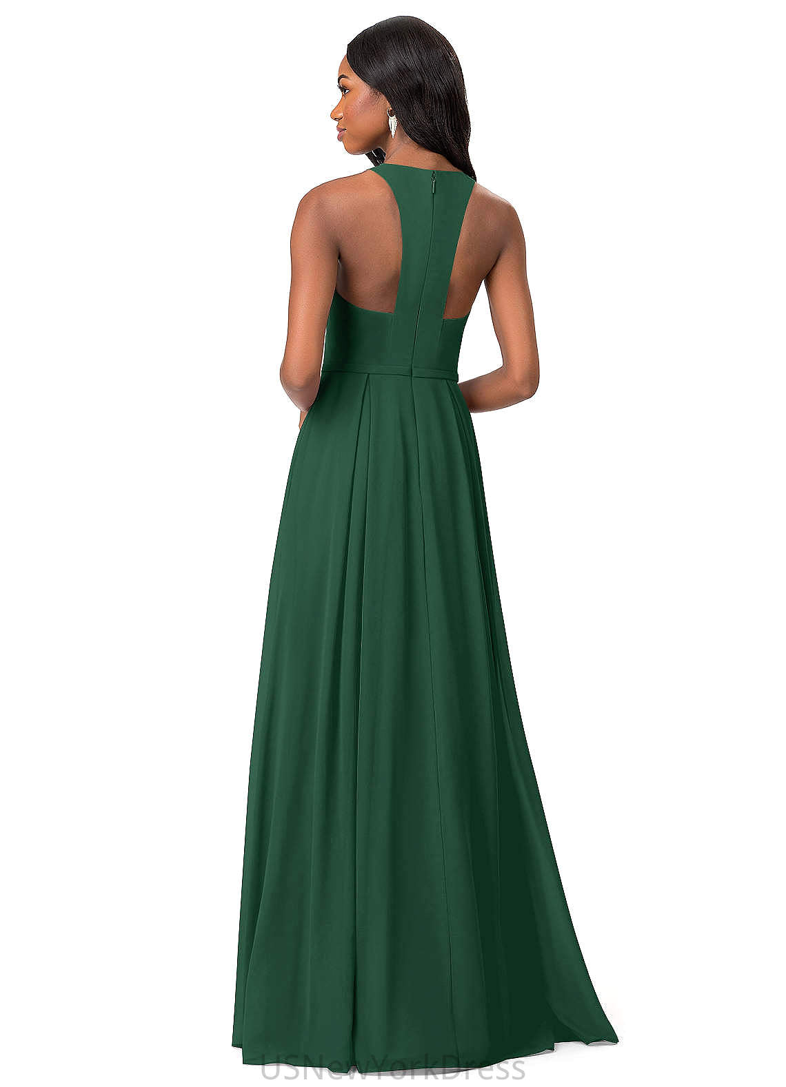 Monserrat V-Neck A-Line/Princess Floor Length Sleeveless Natural Waist Bridesmaid Dresses