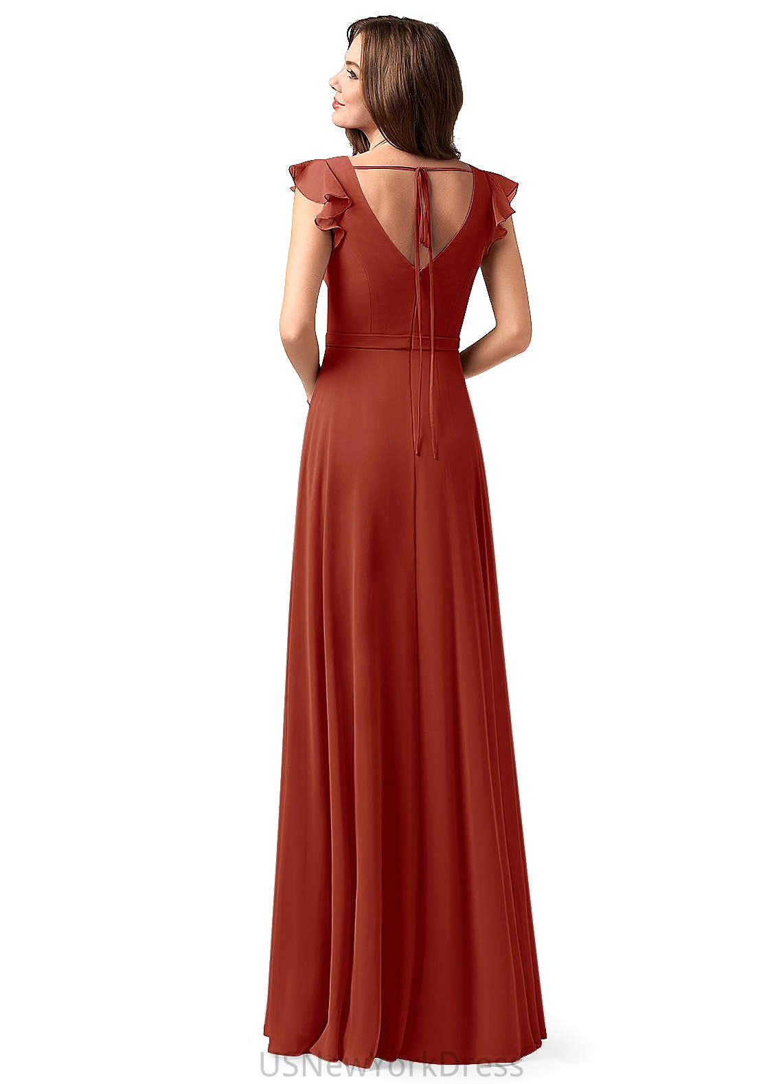 Abbie Floor Length Natural Waist A-Line/Princess Spaghetti Staps Sleeveless Bridesmaid Dresses