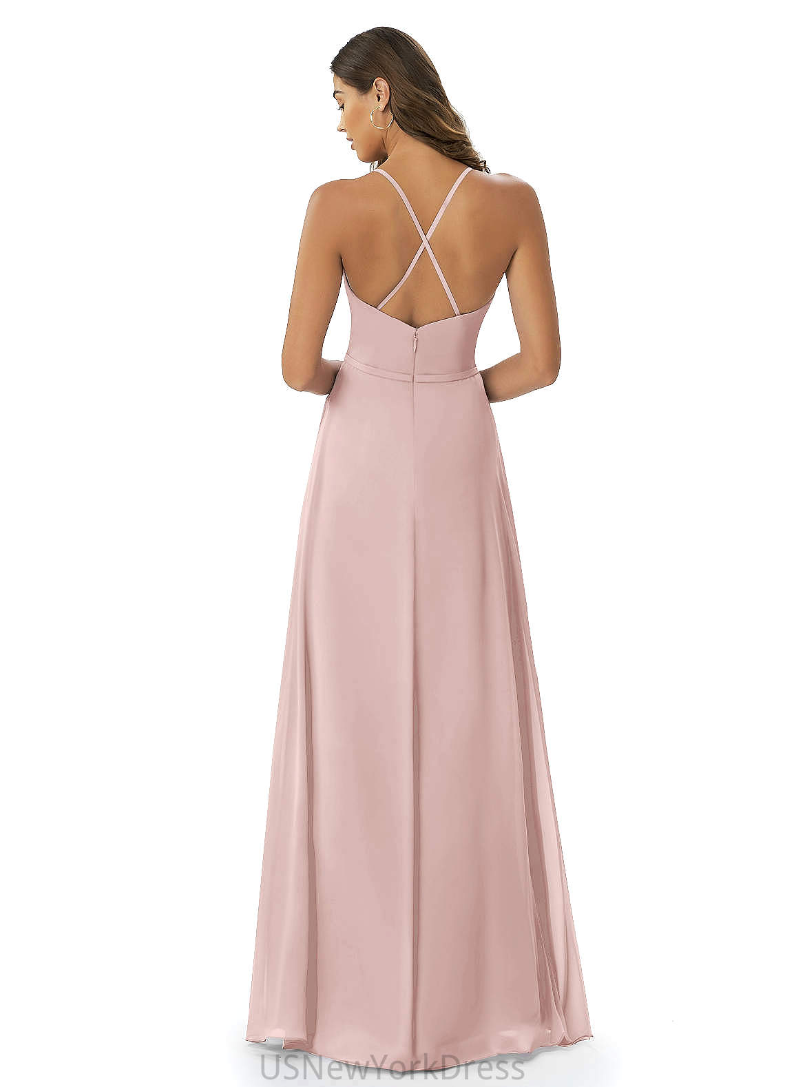 Damaris Sleeveless A-Line/Princess Spaghetti Staps Floor Length Natural Waist Bridesmaid Dresses