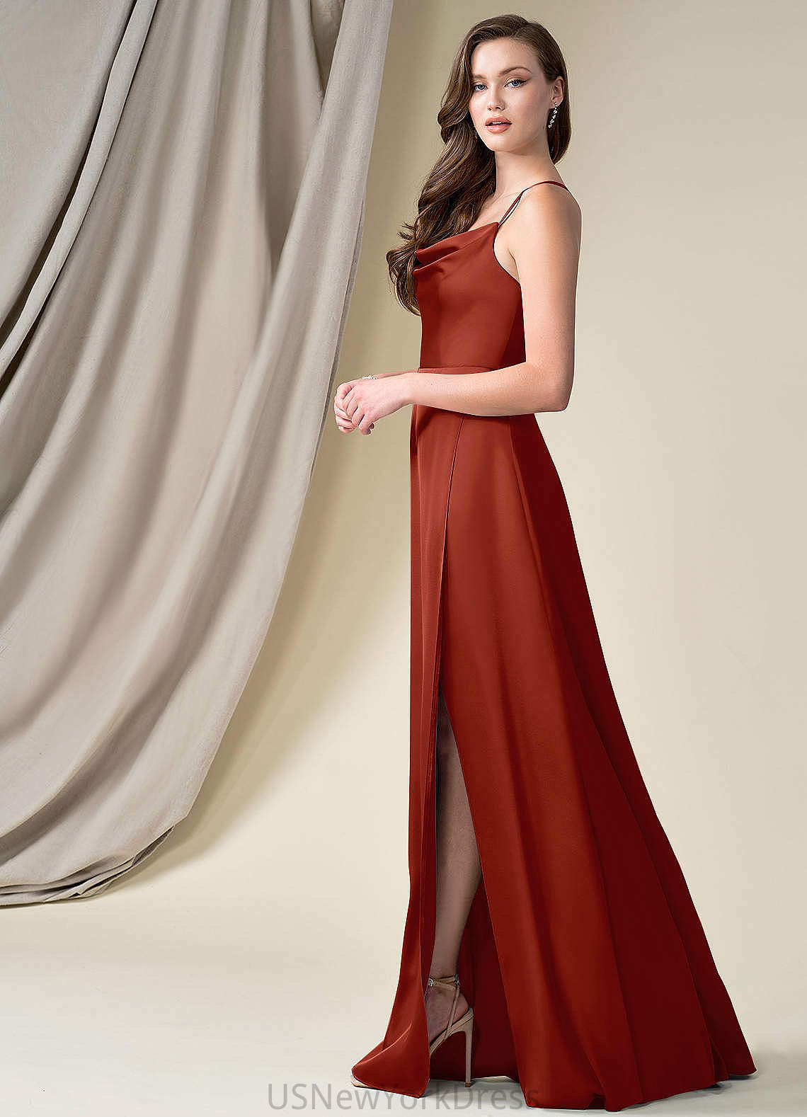 Muriel Sleeveless Floor Length Natural Waist Scoop A-Line/Princess Bridesmaid Dresses