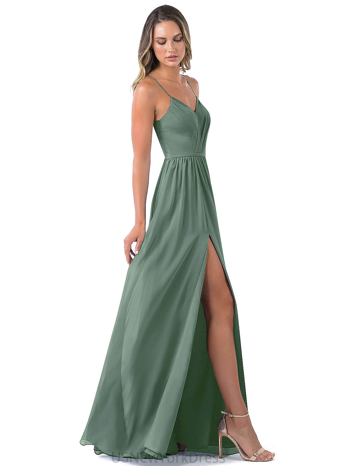 Gracelyn A-Line/Princess Natural Waist Floor Length Sleeveless V-Neck Bridesmaid Dresses