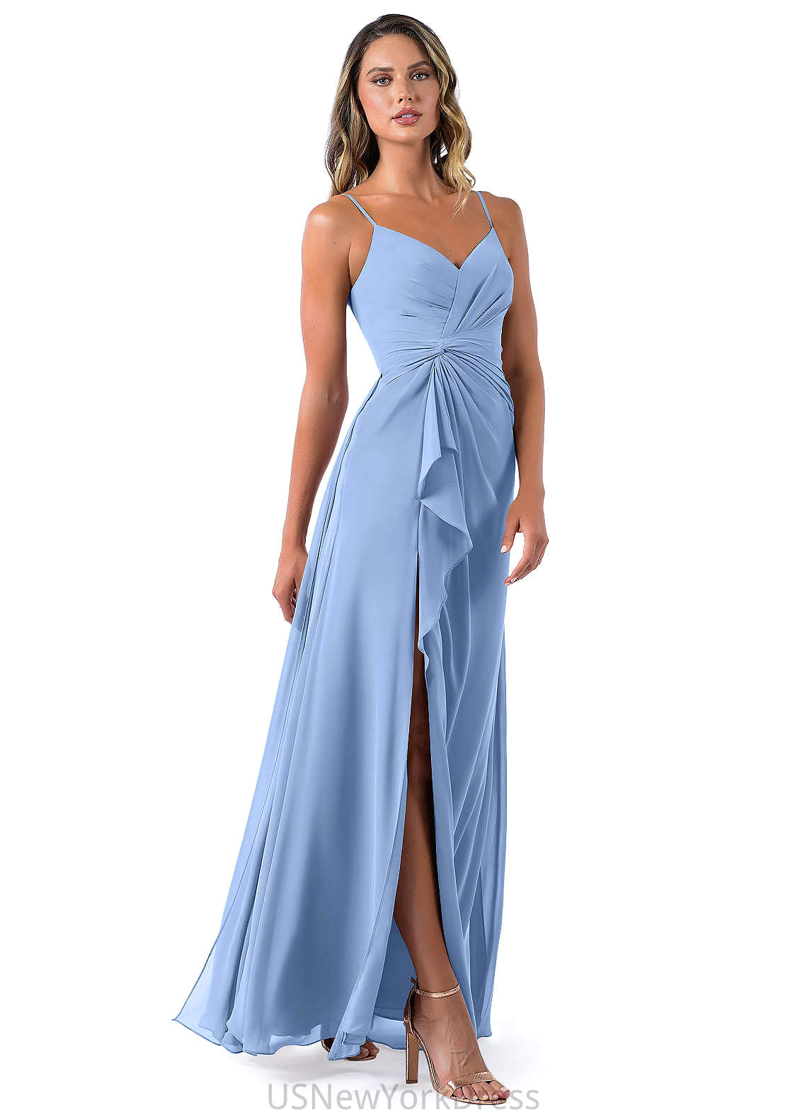 Natalie Sleeveless Natural Waist Straps A-Line/Princess Floor Length Bridesmaid Dresses