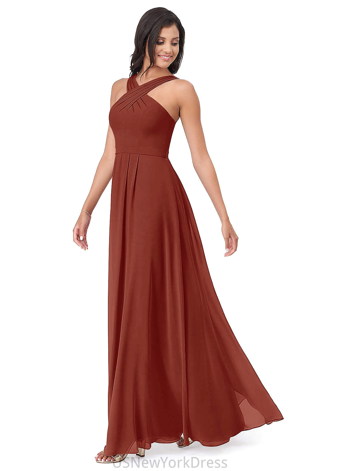 Danielle Spaghetti Staps A-Line/Princess Floor Length Natural Waist Sleeveless Bridesmaid Dresses
