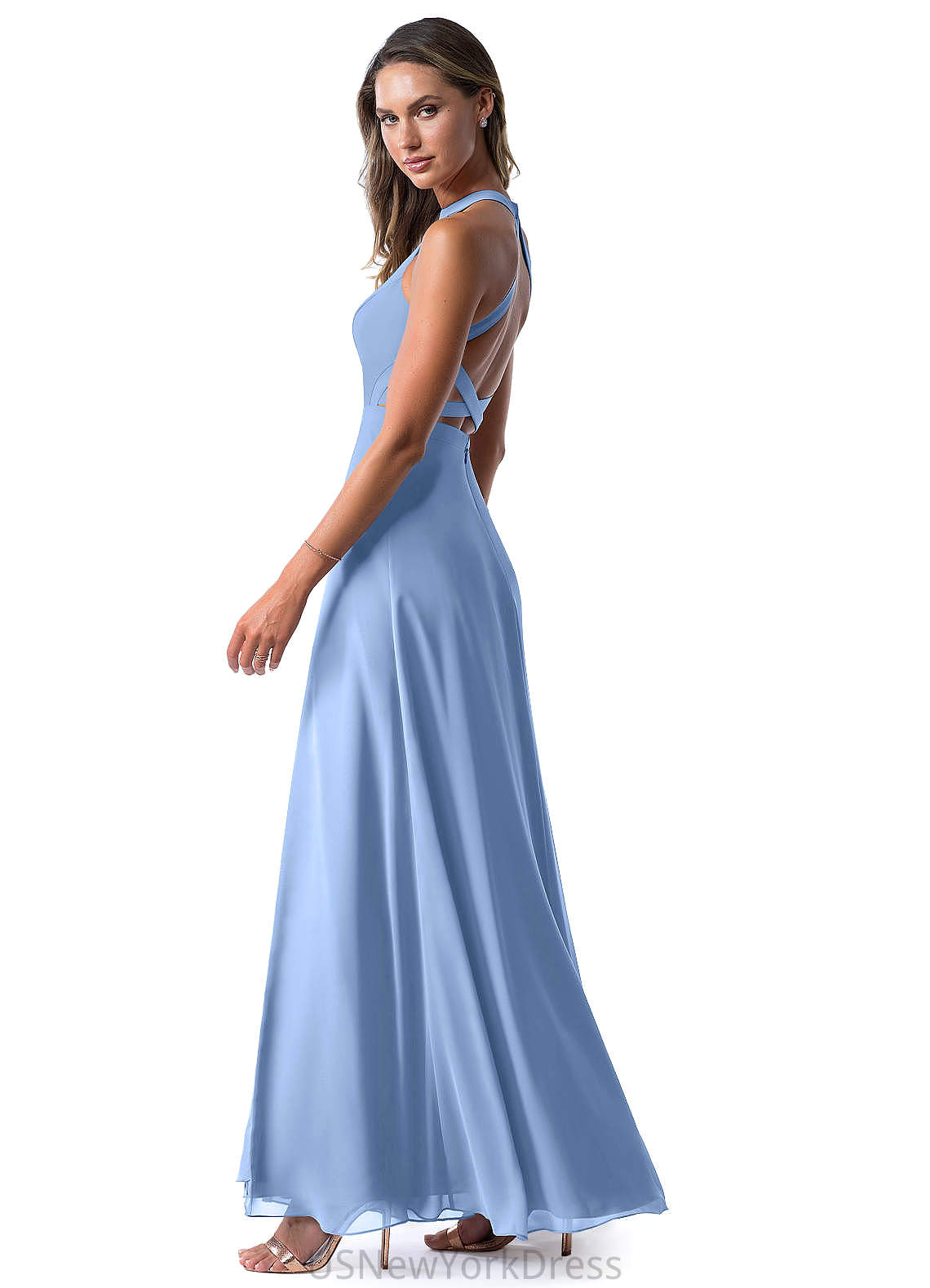Gisselle V-Neck Natural Waist Sleeveless Floor Length A-Line/Princess Bridesmaid Dresses