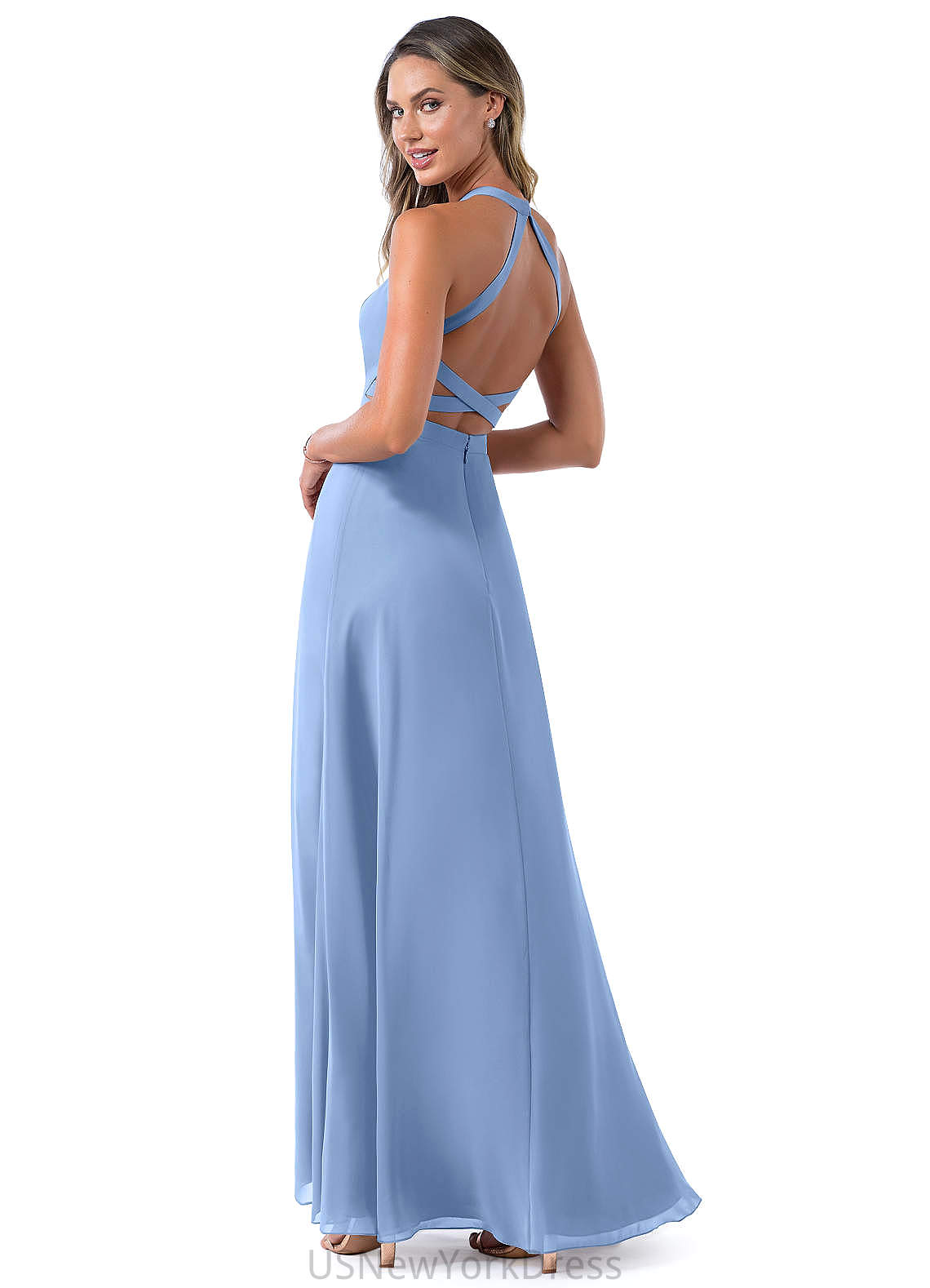 Gisselle V-Neck Natural Waist Sleeveless Floor Length A-Line/Princess Bridesmaid Dresses