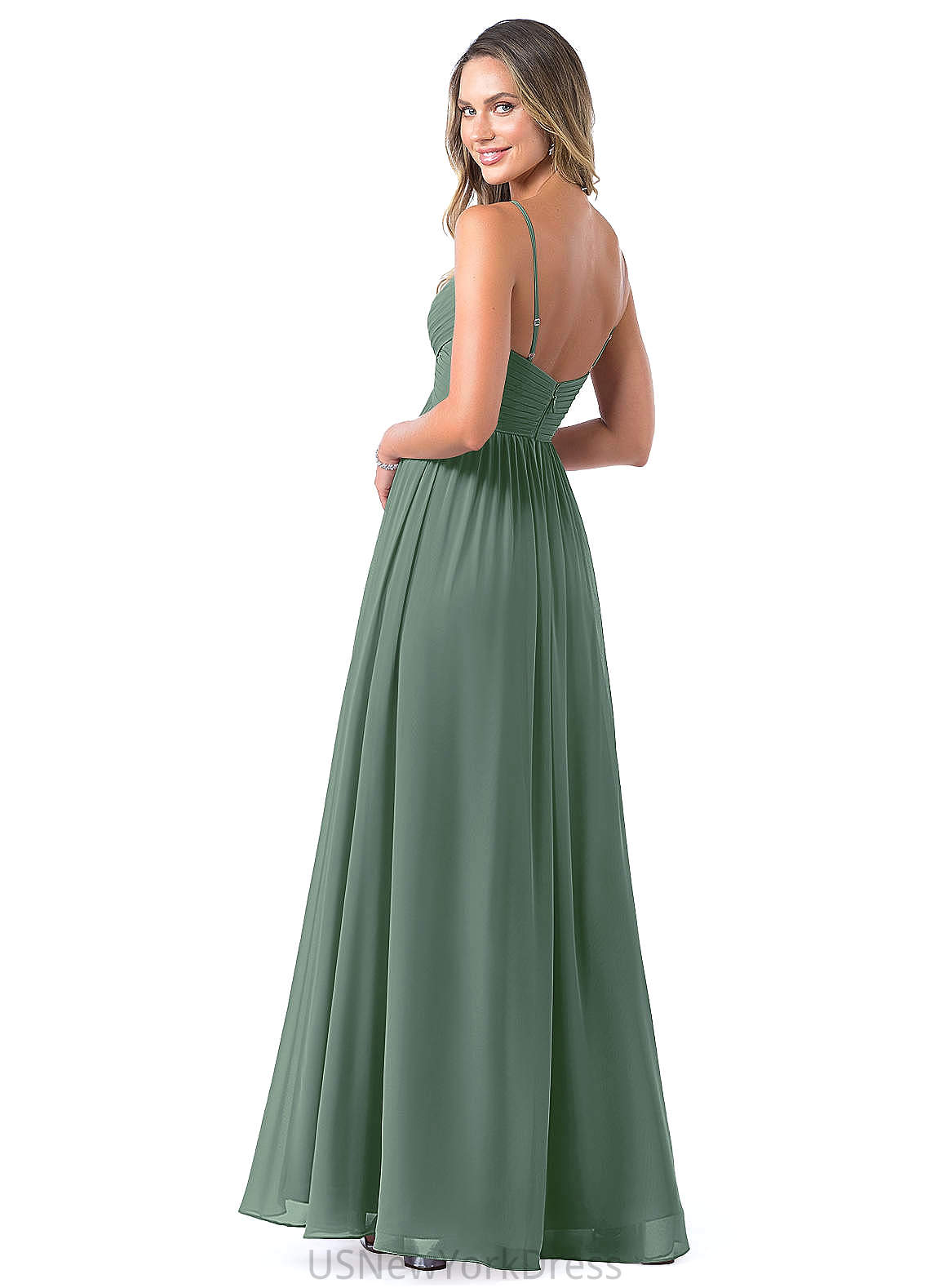 Angelina Scoop Natural Waist A-Line/Princess Floor Length Sleeveless Bridesmaid Dresses