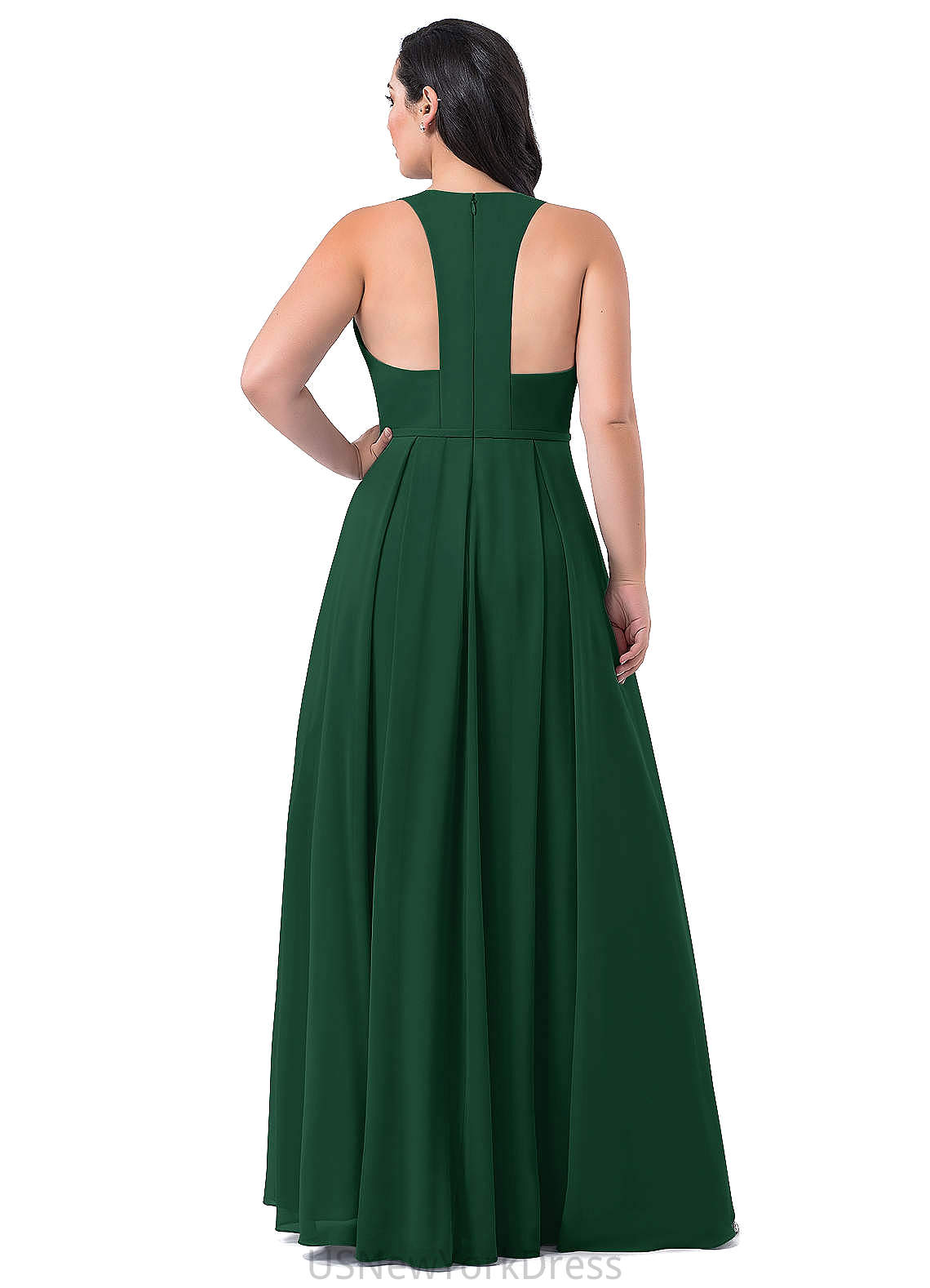 Monserrat V-Neck A-Line/Princess Floor Length Sleeveless Natural Waist Bridesmaid Dresses