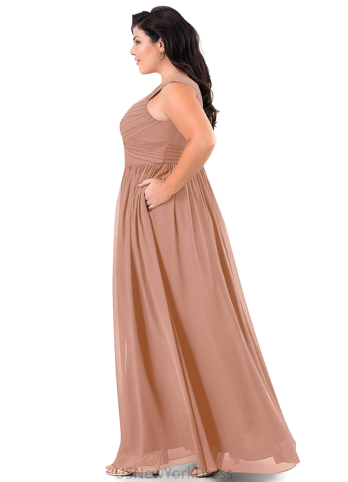 Jaslene Floor Length A-Line/Princess Natural Waist Sleeveless V-Neck Bridesmaid Dresses