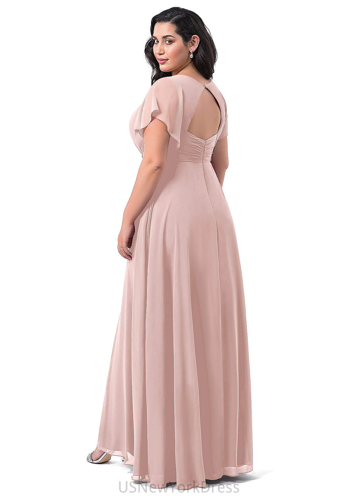 Angeline Floor Length A-Line/Princess Sleeveless V-Neck Natural Waist Bridesmaid Dresses