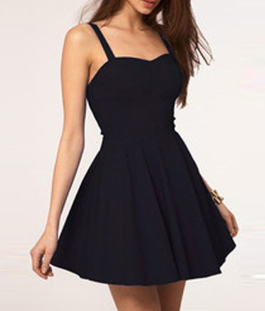 Simple A-Line Spaghetti Straps Backless Erica Homecoming Dresses Cocktail Black Short , Sexy Dress CD1102