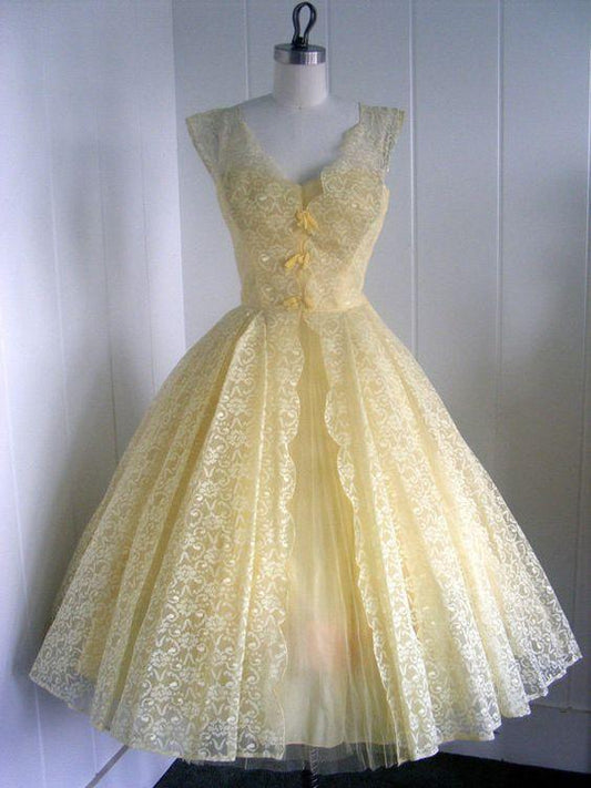 1950S Cocktail Lace Homecoming Dresses Joanna Vintage Ball Gown V Neck Mini Short Dress