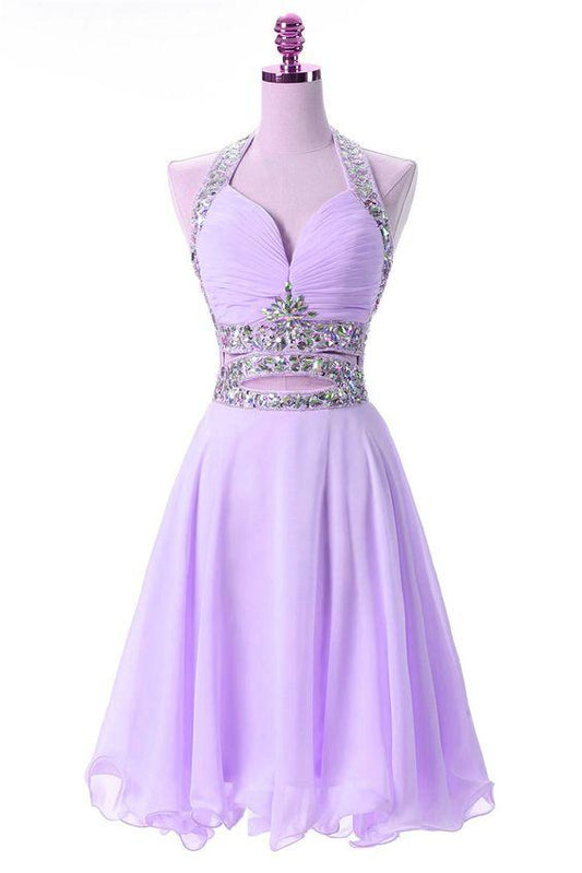 Lovely Lavender Knee Chiffon Homecoming Dresses Jennifer Length Party Dresses, Cute Teen Formal Dress, CD23338