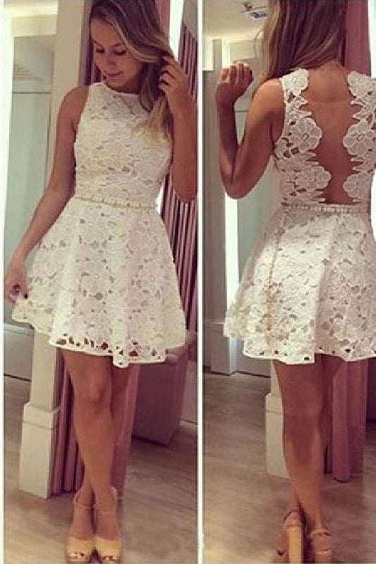 , Pretty , Lace Ivory Ruth Homecoming Dresses CD2877